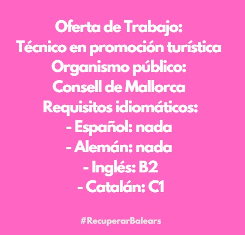 Linguistica_ES's tweet photo. #Baleares 𝐆𝐑𝐀𝐃𝐔𝐀𝐃𝐎 𝐄𝐍 𝐓𝐔𝐑𝐈𝐒𝐌𝐎 
Además, MÉRITOS: 
𝐂𝐚𝐭𝐚𝐥𝐚́𝐧 máximo 𝟓 𝐩𝐭𝐬 C2 𝟑,𝟓 𝐩𝐭𝐬. 
𝐈𝐧𝐠𝐥𝐞́𝐬 máximo 𝟑 𝐩𝐭𝐬 C2 𝟑 𝐩𝐭𝐬. 
𝐀𝐥𝐞𝐦𝐚́𝐧 u otras máximo 𝟐 𝐩𝐭𝐬 C2 𝟐 𝐩𝐭𝐬. 
Carrera superior: 𝟏 𝐩𝐭.  
@HablamosE @pliseducacion https://t.co/7QdNCANpAe