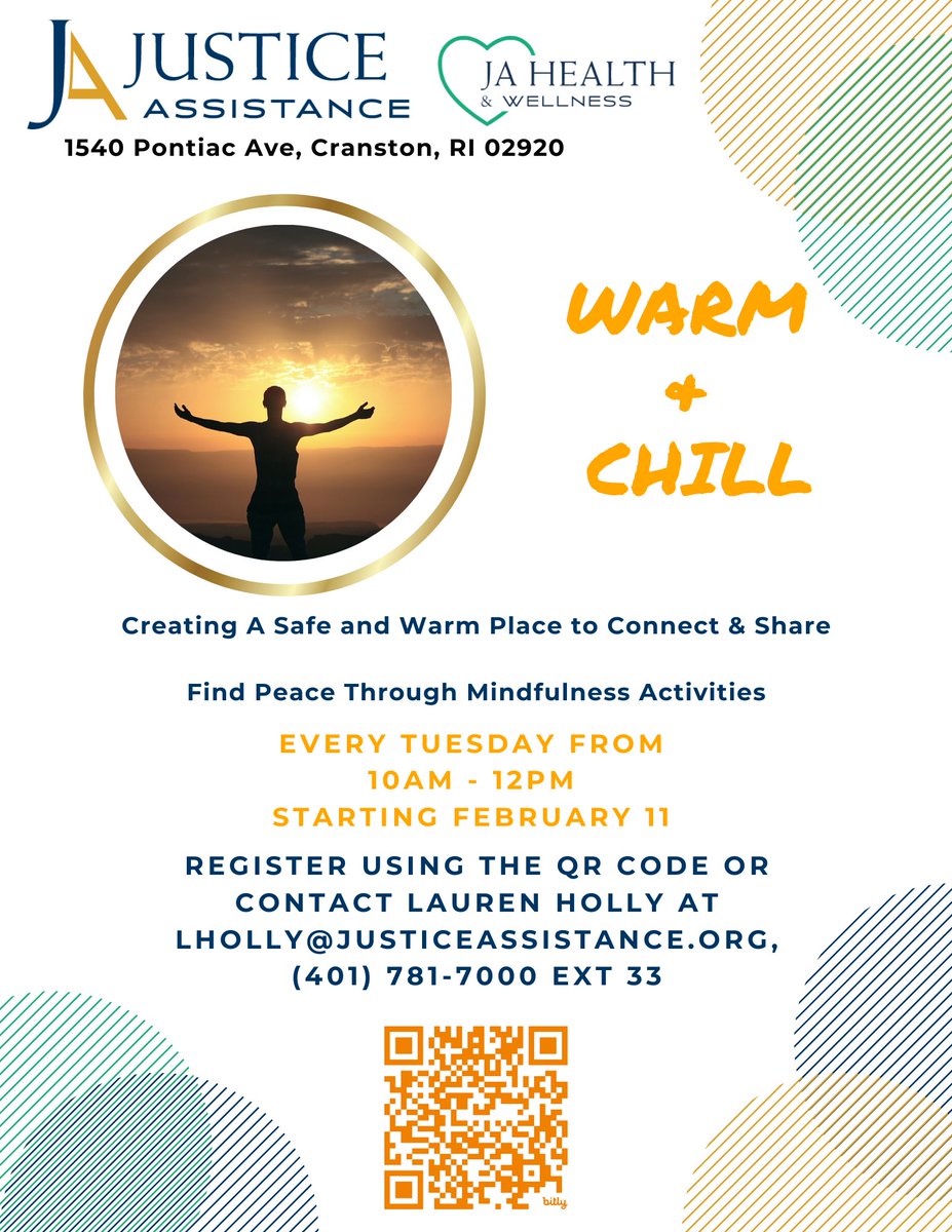 Winter can be tough, but you’re not alone! ❄️✨
Join Warm &amp; Chill, a free 6-week program for justice-involved individuals to:
🌱 Grow personally
🧘‍♀️ Build self-awareness
🎨 Practice mindfulness &amp; creativity
🗓️ Feb 11–Mar 18 | ⏰ 10AM–12PM
Register: bit.ly/4g1ot21
#Justice