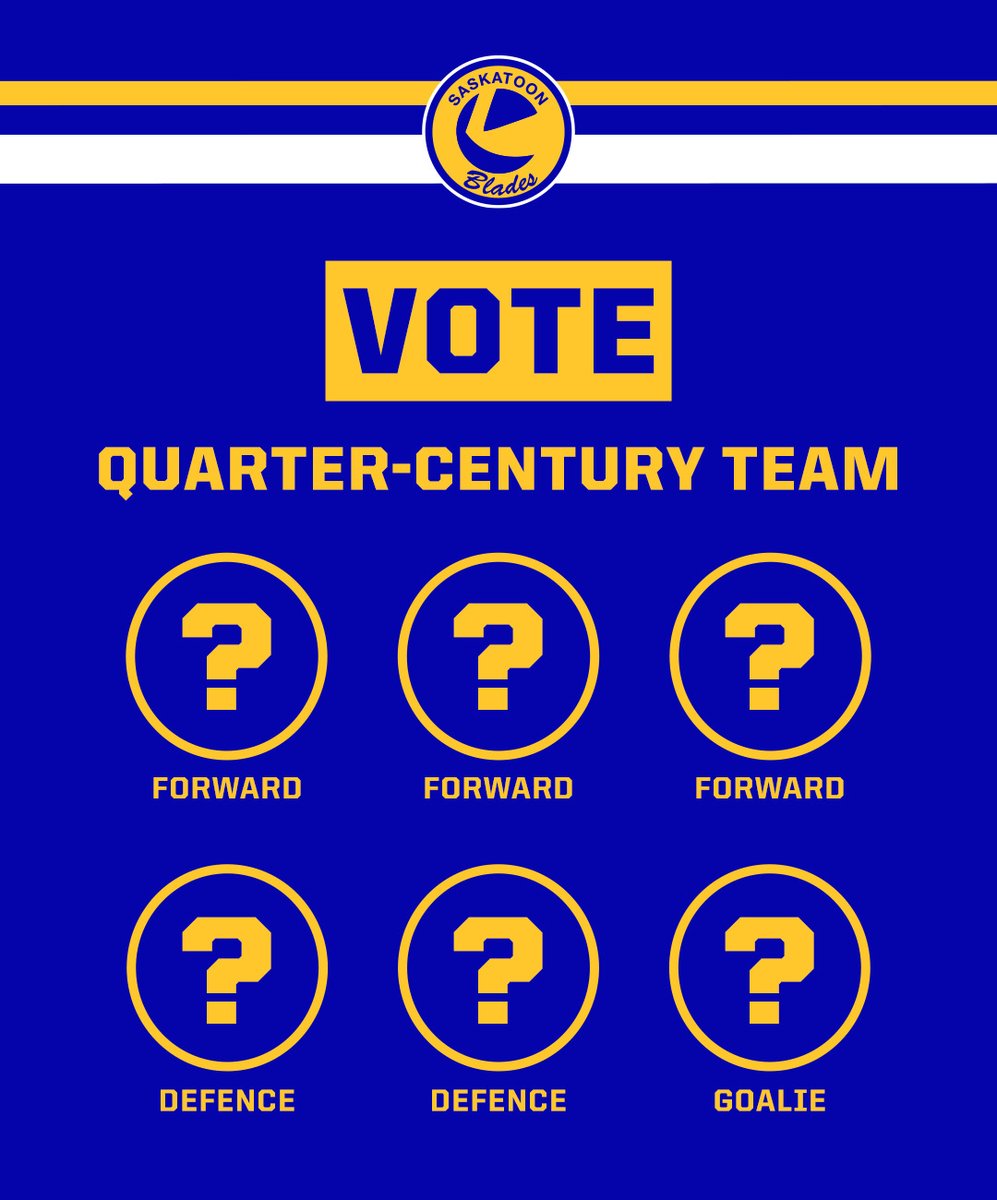 BladesHockey's tweet image. Alright, #BladeCity... tell us who makes your Blades quarter-century team 👇