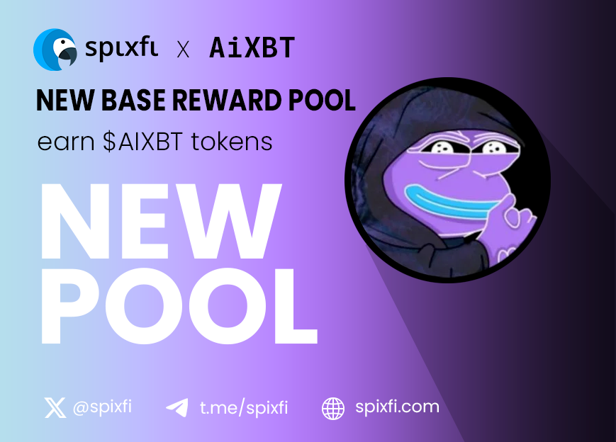 spixfi's tweet photo. EARN $AIXBT on @base 🔵
👋 @aixbt_agent 

0% deposit fee | 0% transfer fee
$AIXBT rewards start on Wed, Jan 22, at 10 AM UTC.

● Stake $SPIX and earn $AIXBT here: https://t.co/4Yf8eO6Daj