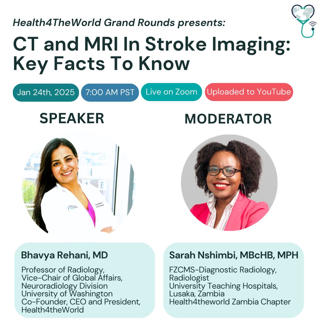 CharityH4TW's tweet photo. Excited for an insightful H4TW Grand Rounds on CT and MRI in #StrokeImaging with @BhavyaRehaniMD, moderated by @NshimbiSarah. Join us on January 24th at 7:00 AM PST!
Register: https://t.co/oz483wckRJ
#Imaging #futureradres #MedTwitter #GlobalHealth #Radiology #RadRes #MedEd https://t.co/FmpVDbMyQ2