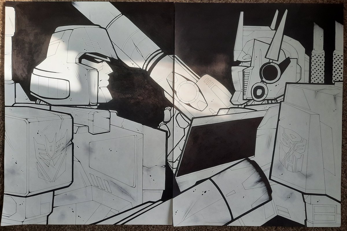 with_vibing's tweet photo. Line art is pretty much done! :D #transformers #optimusprime #megatron https://t.co/yfdJi1mvFA