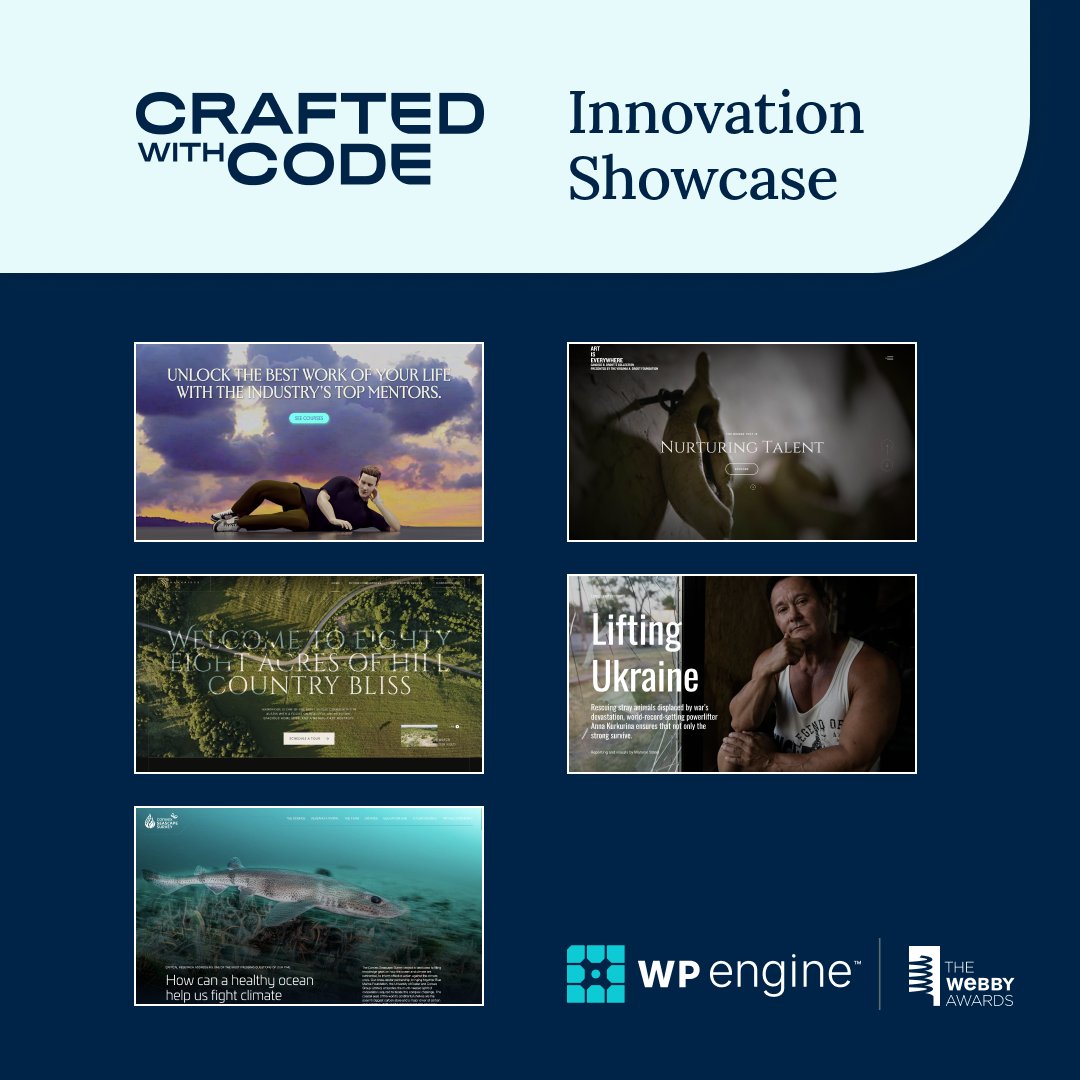 TheWebbyAwards's tweet image. Explore the stories behind some of the most innovative Webby-recognized web experiences 💻🏆💡

We&apos;ve partnered with @wpengine to bring you the 2024 Crafted With Code showcase: Innovation on YouTube: wbby.co/3CjNesw

#WPEngine #Webbys #CraftedWithCode