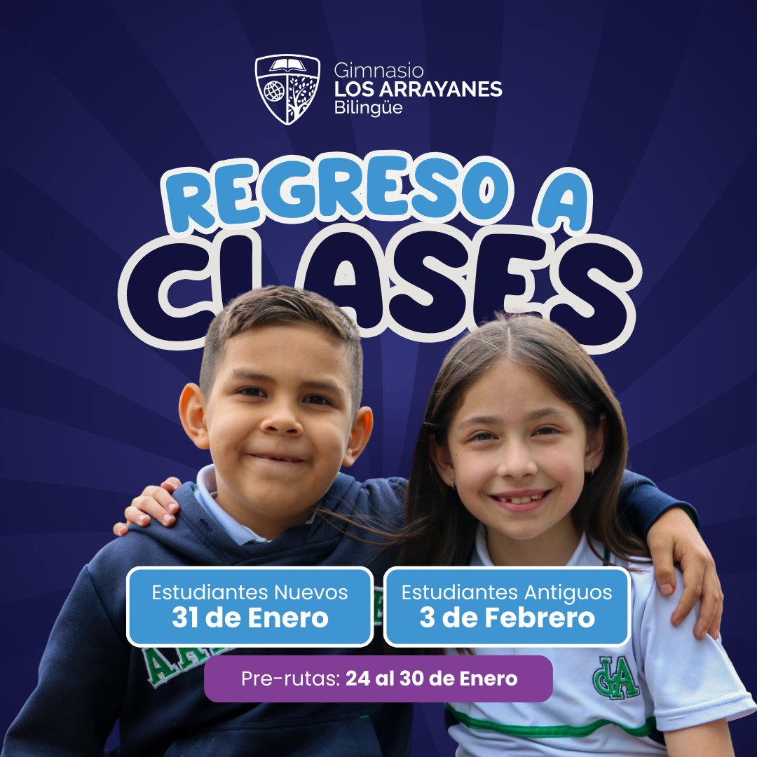 LosArrayanes_'s tweet photo. ¡Comienza un nuevo capítulo! ✨💙 El regreso a clases es el inicio de grandes aventuras, nuevos aprendizajes y momentos inolvidables en el GLA.
📅 Estudiantes nuevos - 31 de Enero
📅 Estudiantes antiguos - 3 de Febrero
¡Nos vemos pronto! 😎
#BackToSchool #SomosGLA #SoyArrayanes https://t.co/qG0si6eAjy