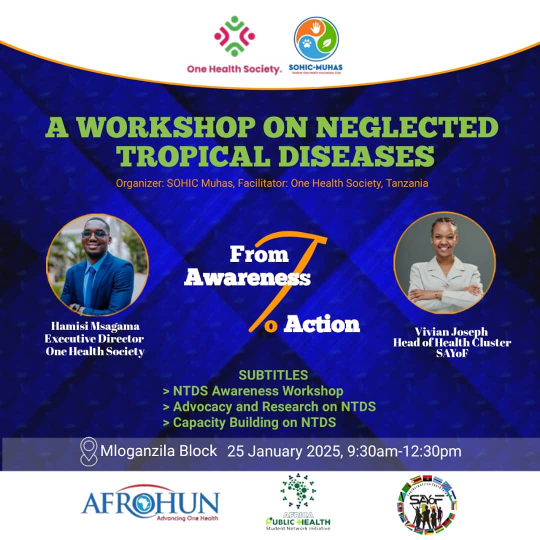 YudaSulePascha1's tweet photo. 🚨🚨Final dates revealed 🚨🚨

📢📢Join us for an informative workshop on Neglected Tropical Diseases(NTDs) NTDs focused on capacity building, advocacy, and research on *Saturday* , *25th January* *2025 from* *0930AM* hosted by *One Health* *Society* and *SOHIC MUHAS* https://t.co/uWiCGXlwni