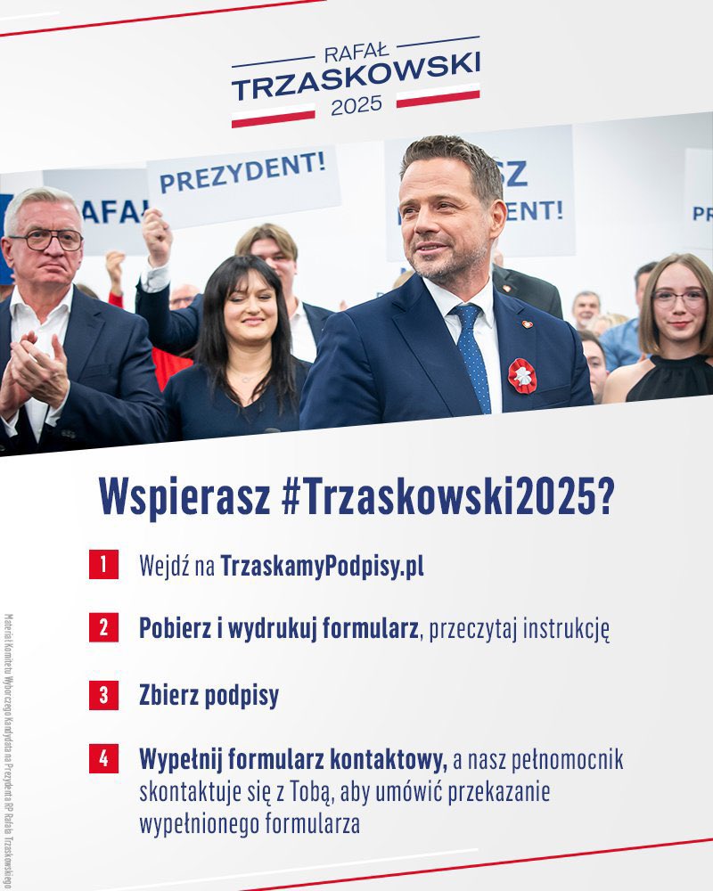 dorian_banaszek's tweet photo. Wspierasz #Trzaskowski2025❓
Wejdź na stronę https://t.co/hgTtsSfihV i zaangażuj się. Krótka instrukcja poniżej ✍🏼
Cała Polska naprzód❗️🇵🇱
@trzaskowski_
#NowyDwórMazowiecki #Modlin
#Zakroczym #Czosnów #Leoncin
#Nasielsk #PowiatNowodworski https://t.co/QZNmKb7xaA