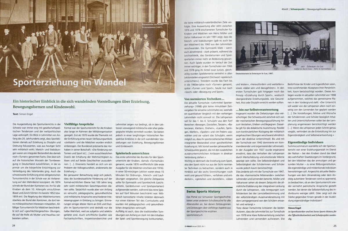 SportsHistoryCH's tweet photo. Sporterziehung im Wandel: Unser historischer Einblick in die sich wandelnden Vorstellungen über Erziehung 🏫, Bewegungsformen 🤾 und Kindeswohl 🧒 im Pädagogik-Magazin 4bis8👇 https://t.co/xDQ1LPN6HJ