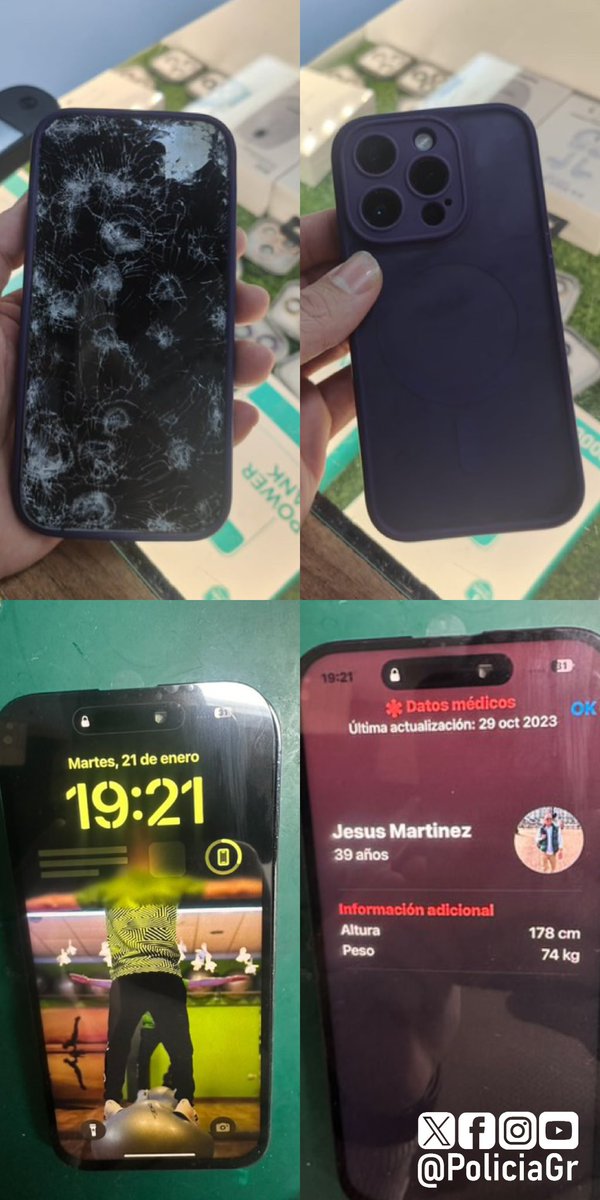 Teléfono iPhone encontrado en el Zaidín, zona del río Monachil.
Lo ha encontrado el dueño de Pera Store de calle Alhamar y le ha puesto una pantalla para comprobar si se podía localizar a su propietario. Y ha habido suerte, pertenece a Jesús Martínez. 
Si lo conoces avísale.
#RT