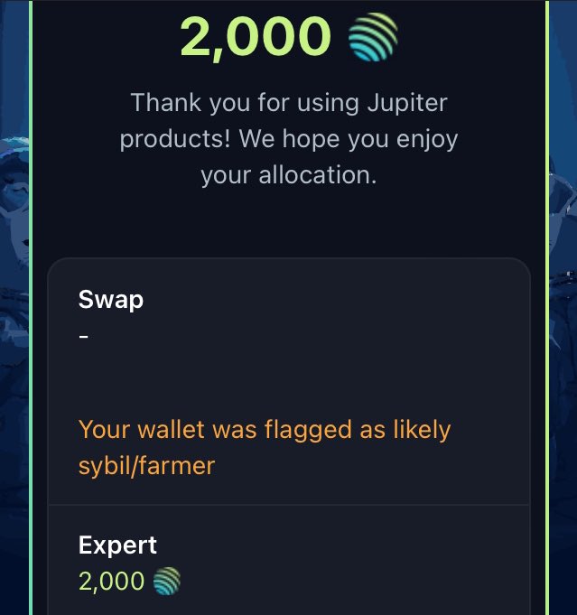 GM🤑 $JUP TARDS! 
Jupiter Airdrop ℹ️ 

🕰️ CLAIM 
Wed Jan 22 1030am NY

🤑 ADVICE #1
USE ANON EMAILS for claim. Easily done on iCloud, proton even 🦆 .com

🤑 ADVICE #2
LOTS OF SYBIL BOT BS. We had 6M in perps vol on 1 wallet and still got flagged on swaps allo 🗿  …  
📅 Jan 27