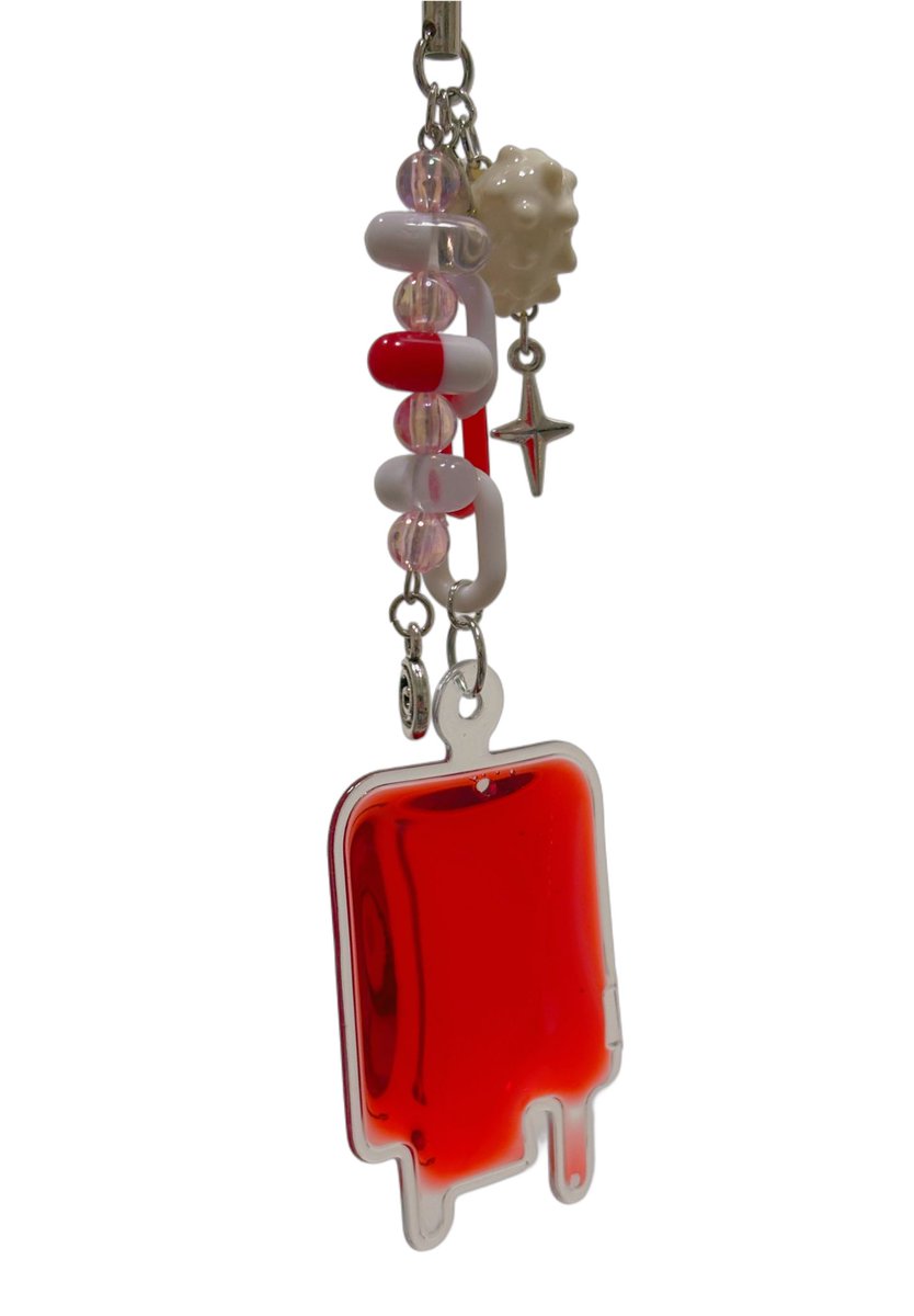 meatflavors's tweet photo. med themed phone charm I made for my bestie :] 🌀🩸💊 https://t.co/mRWeV2Gy6I