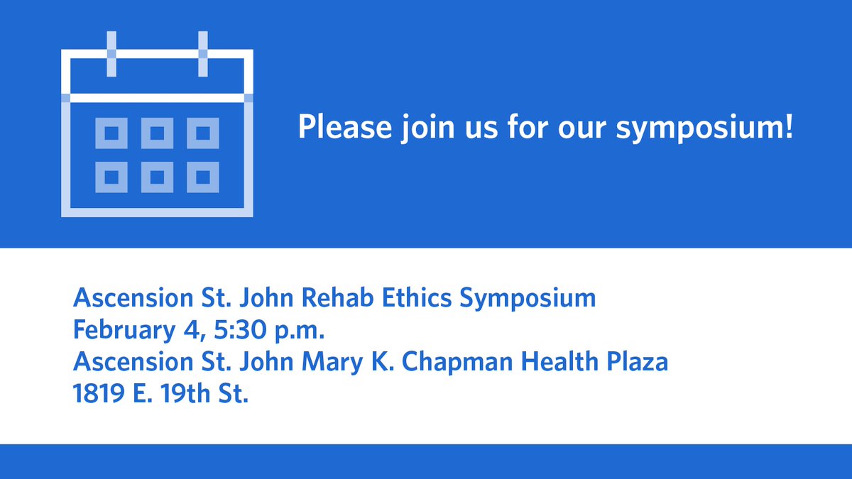 We invite local rehab service leaders to our ethics symposium! At Mary K. Chapman Health Plaza, 1819 East 19th St., you can earn CE credit and gain a deeper understanding of emerging ethical challenges. Light refreshments will be served. 
➡️ ascn.io/6015ac9Jb