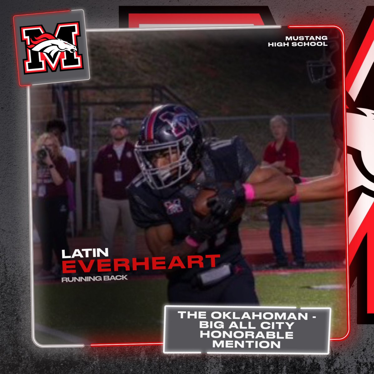Congratulations to <a href="/Latin_Everheart/">Latin “Juice” Everheart</a> . <a href="/TheOklahoman_/">The Oklahoman</a> All Big City Honorable Mention. #WeAreMustang