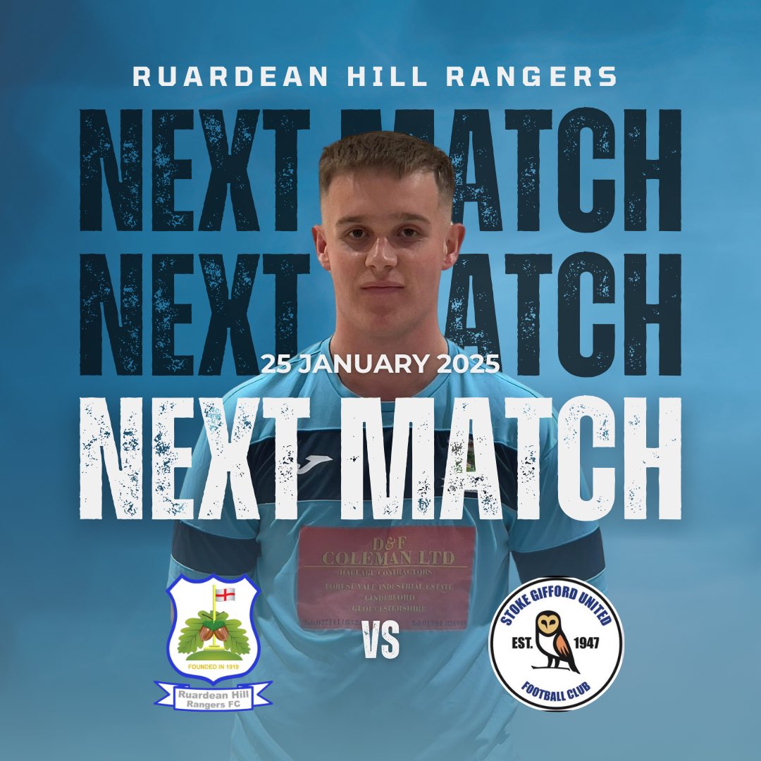 NEXT MATCH! 

Ruardean Hill Rangers VS <a href="/stokegiffordfc/">Stoke Gifford United FC</a> 

2pm kick off at Ruardean Hill Rec 
25/01/25

#upthehill <a href="/GlosCounty/">Glos County League</a>