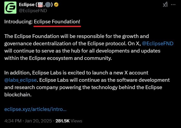 Cosmos_Airdrops's tweet photo. Eclipse airdrop might be closer than you think! 🪂

@EclipseFND just launched their Foundation, and here’s the fun part:

Other projects often dropped airdrops not long after similar launches. 👀

This might be the perfect time to refresh your activity - snapshots can happen anytime! 📸

Check out the Eclipse guide below 👇