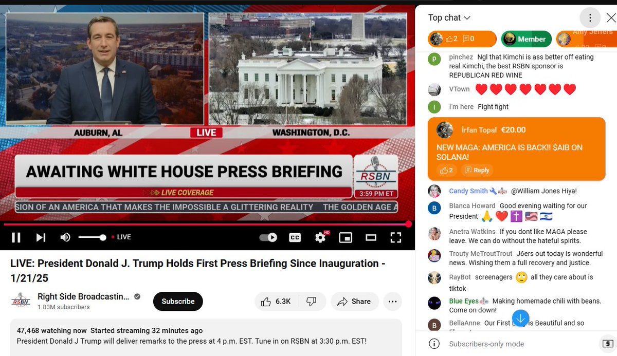 AIBsolana's tweet photo. We got multiple superchats on a youtube livestream with more than 47k viewers! Watch the press conference live: https://t.co/7ftk632jzG https://t.co/RZoWHL9a5v
