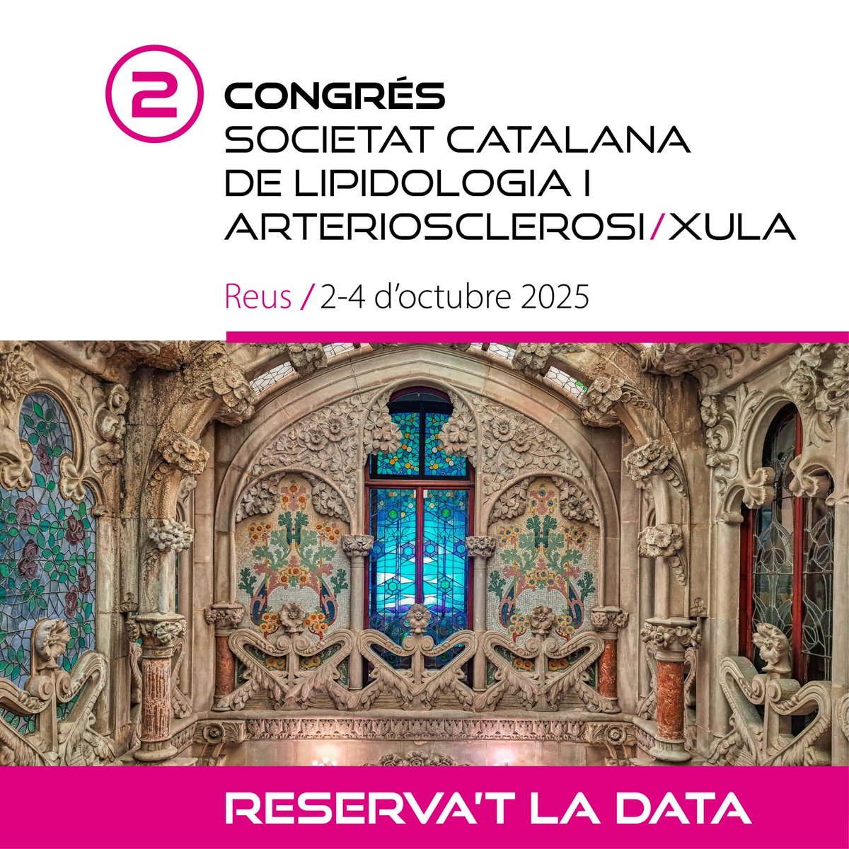 🔔Ja tenim data per al 2n Congrés de la Societat Catalana de Lipidologia i Arteriosclerosi/XULA.
🗓️Reserva’t la data
📢📢 Reus/2-4 d’octubre 2025