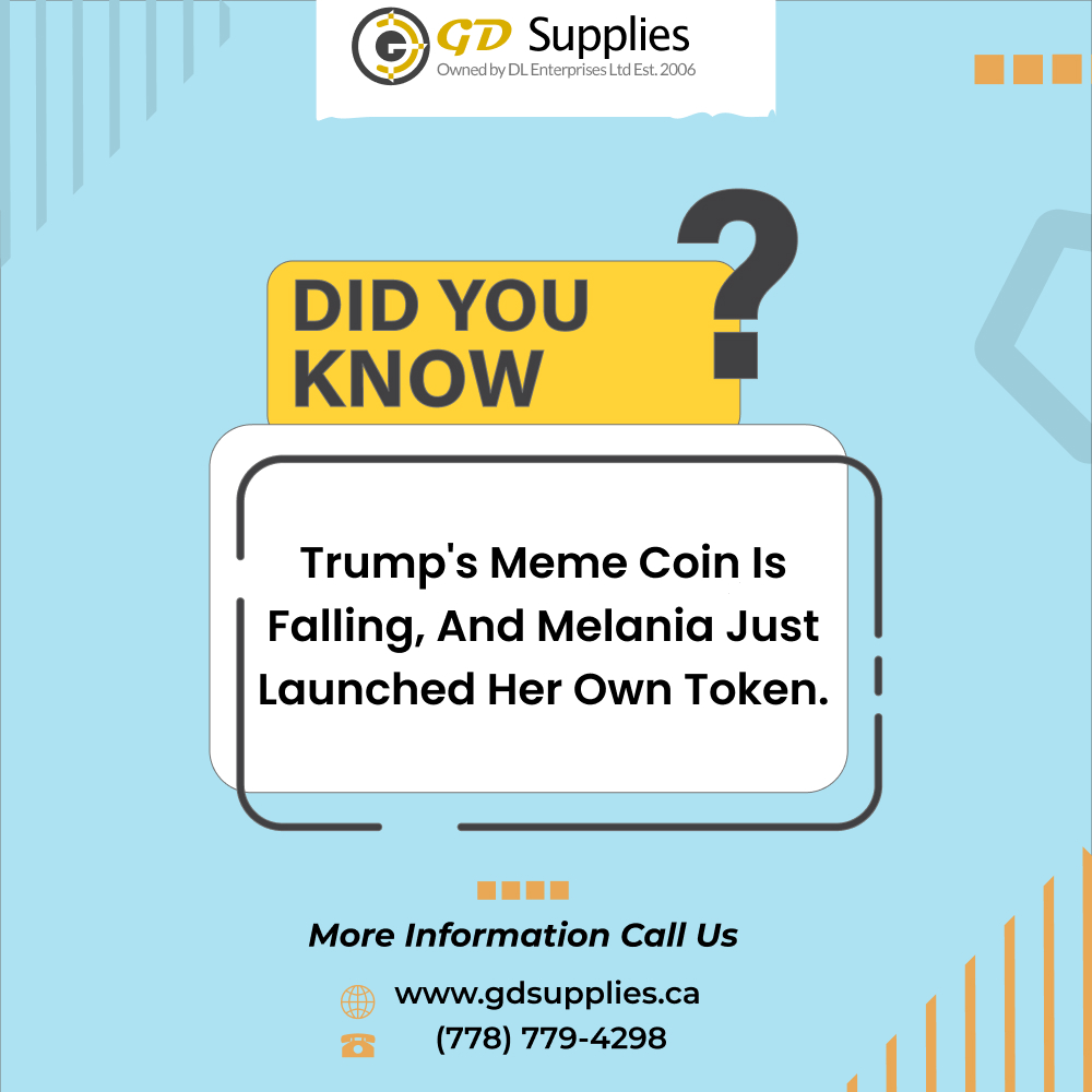 gd_supplies's tweet photo. Trump's Meme Coin Is Falling, And Melania Just Launched Her Own Token.
🌐Visit us: https://t.co/MRB1nwilrf
📞Call now: (778) 779-4298
.
#didyouknow #cryptofacts #cryptocurrency #cryptology #facts #trump #donaldtrump #melania #token #memecoin #memecoins #cryptofact #cryptonite https://t.co/TgPuju0pQv