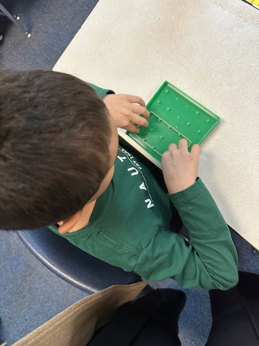 Alaina_Boaz's tweet image. Check out these first graders at Franks Elementary exploring the world of geometry with geoboards! 🟦🔺 They’re identifying attributes of 2D shapes and building critical thinking skills one rubber band at a time. #MidlandISDMath #GeometryInAction #MadeinMISD 
@andrea_messick