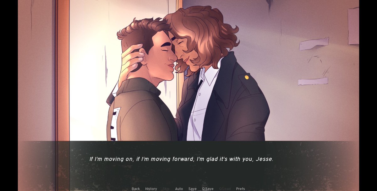 DesertofAsh's tweet photo. @DavisGSee After I’d been working on DESERT OF ASH for a while, I found out about another gay post-apocalypse VN: WHO WE ARE NOW. Of course I had to check it out, and I’m happy to say we have very different approaches. WWAN is worth checking out! (11/?) https://t.co/ACqZ3IaxW2