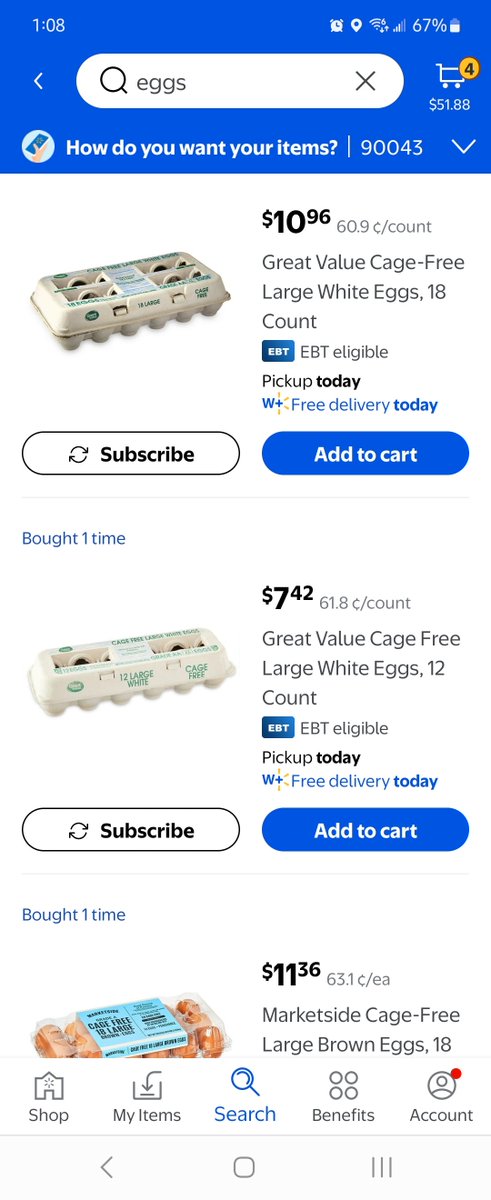 mrsacchavez's tweet photo. @NicoleLewisLCSW Los Angeles:
@ Walmart: $7.92/doz, $10.96/18 ct (white), $11.36/18 ct (organic, free range, brown)

@ Costco: $7.69/24 ct https://t.co/THi3j86o1R