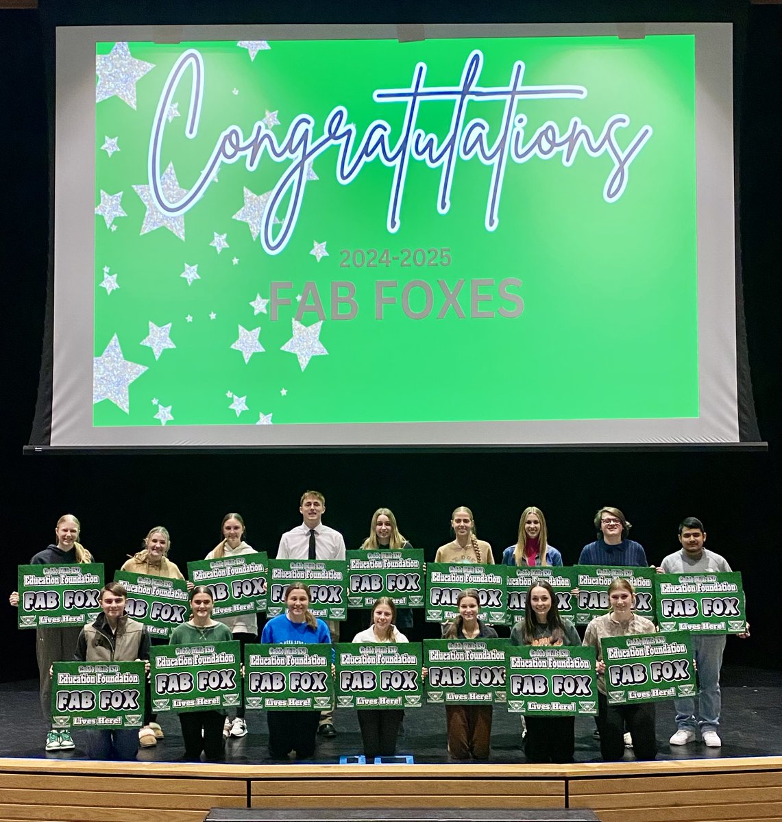 Congratulations Class of 2025 Fab Foxes!
Aubrey Colwell 
Taylor Allen
Jaxon Berryhill
Harris Bethea
Lilly McCormack
Denim Crow
Brennan Baker
Sam Adams
Diego Hinojosa Garcia
Jacob Morel
Ava Manley
Jacee Morel
Lexie Davis
Sydney Scribner
Jessica Jenkins
Shelby Pullen
Faith Rogers