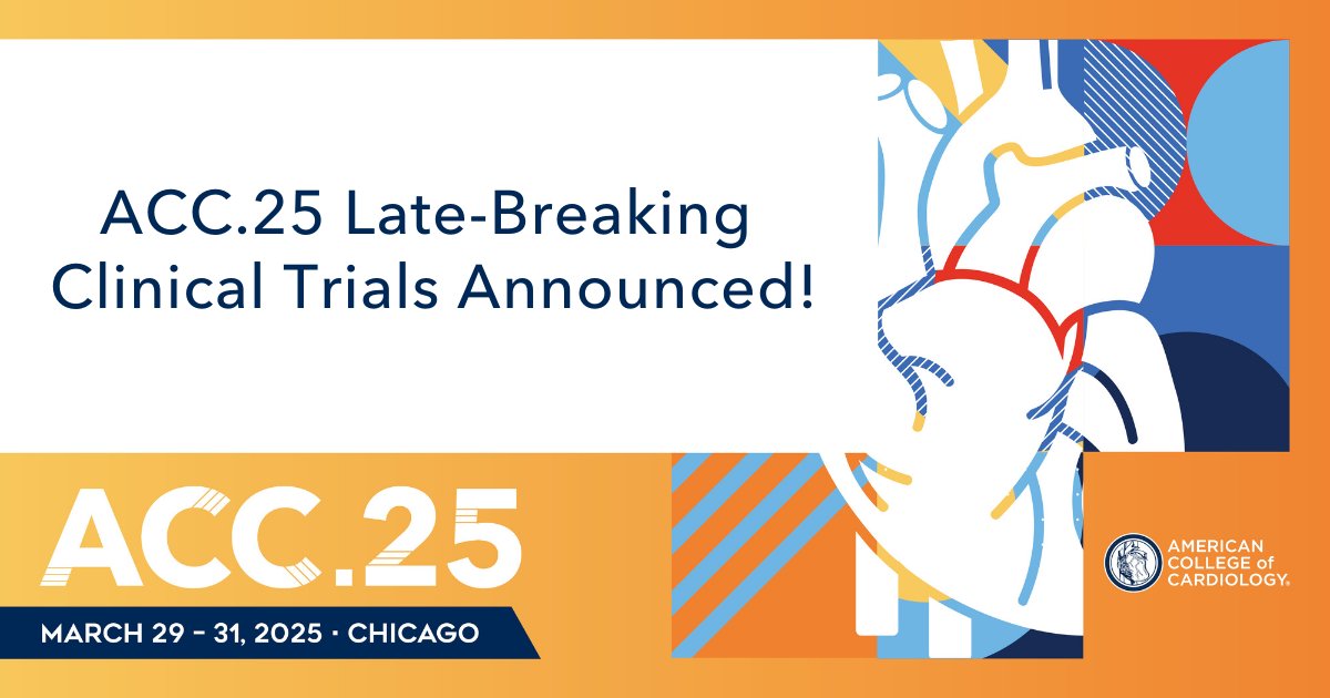 JACCJournals's tweet photo. 🚨 #ACC25 Late-Breakers Are Here! 🚨
🌟 6️⃣ LBCT Sessions
💡 5️⃣ Featured Clinical Research Sessions
🚀 2️⃣ Clinical & Investigative Horizons Sessions
🔍 2️⃣ LBCT Deep-Dive Sessions

Check out the full list of groundbreaking trials & secure your spot today! https://t.co/txR0dTQtk1 #JACCJournals