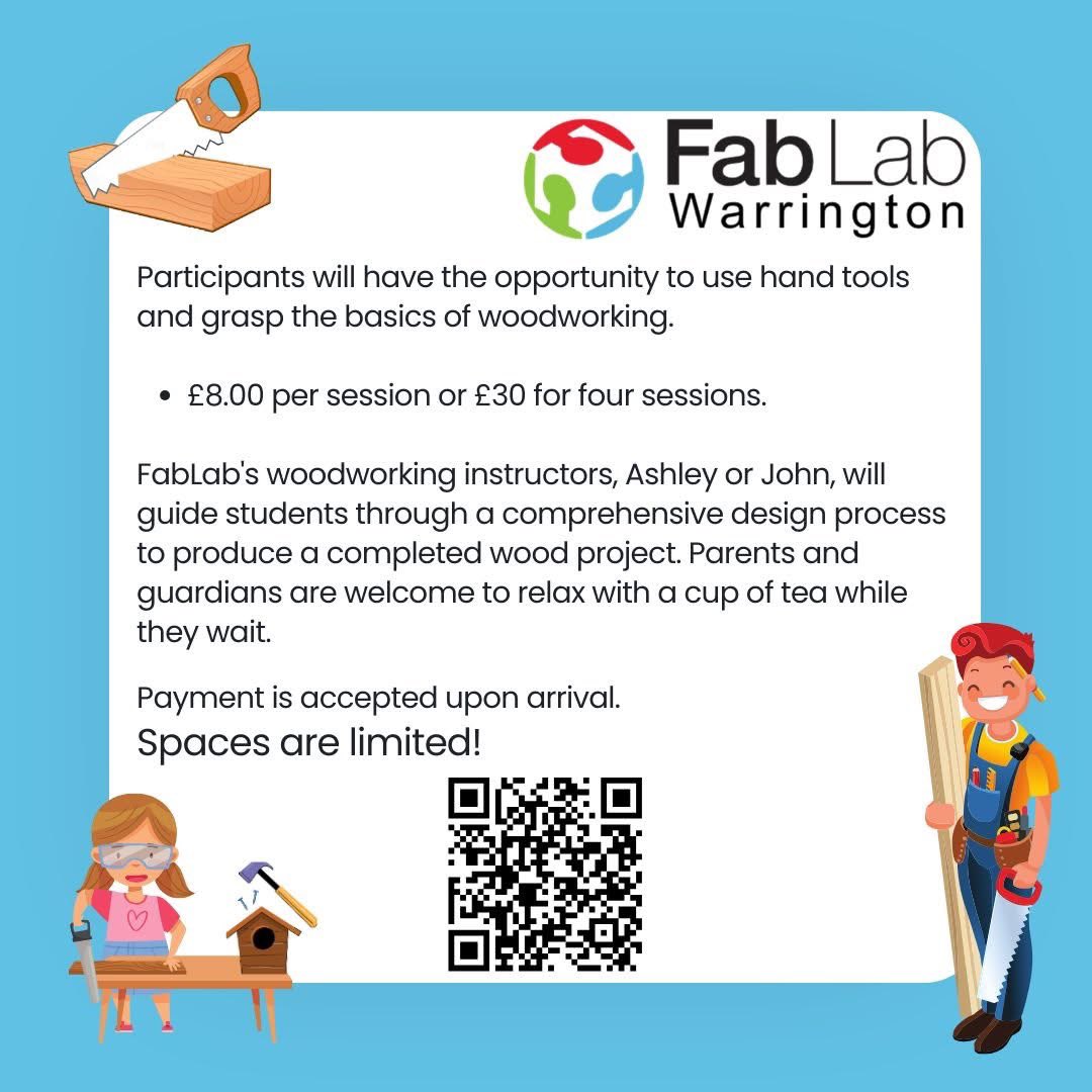 Photos from this evenings kids woodwork. If you would like your child to join us every Tuesday from 4.30-5.30pm. Click the link:  
bookwhen.com/beamontcollegi… 
#warrington #woodwork #fablab