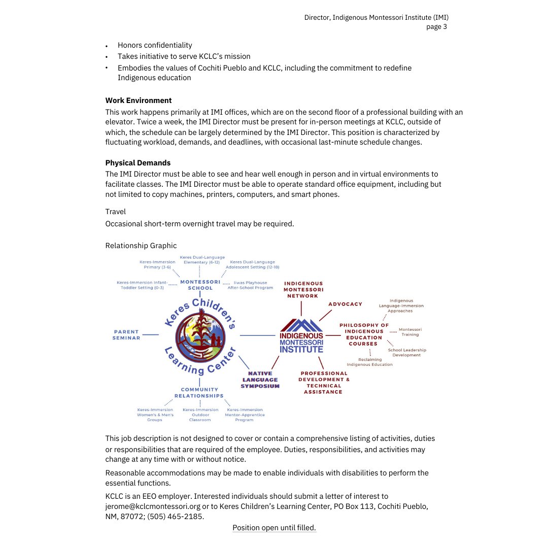 KCLC/IMI is hiring...

Please submit letter of interest to jerome@kclcmontessori.org.
Closing date is 1/31/25.