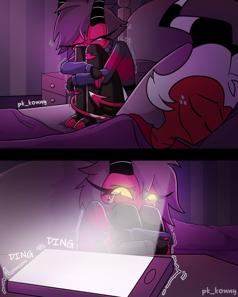 pk_konny's tweet photo. In my opinion him and Millie would have an actual good, helpful, conversation about all this ❤️‍🩹 #HelluvaBossFanart https://t.co/vo60AdMuSk
