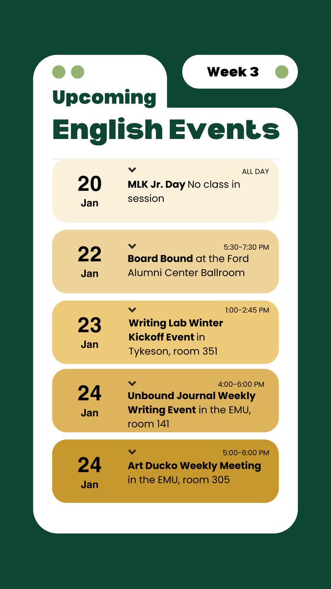 UOEnglishDept's tweet image. What’s up with English this week? #weekthree #mondayoff #english #weeklyevents