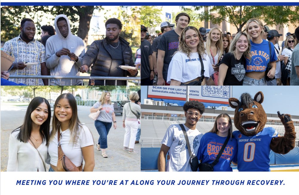 #BoiseState is launching its first-ever 𝘾𝙤𝙡𝙡𝙚𝙜𝙞𝙖𝙩𝙚 𝙍𝙚𝙘𝙤𝙫𝙚𝙧𝙮 𝙋𝙧𝙤𝙜𝙧𝙖𝙢 &amp; meeting you where you are along your recovery journey.

Starting tomorrow Jan. 22
Every Wednesday from 3:30-5 pm

boisestate.edu/wellness/crp/