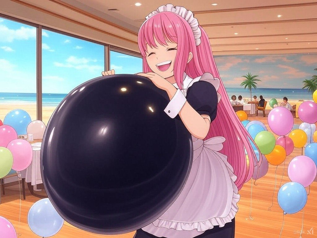 Impy_Rami's tweet photo. “Hmm? Oh this balloon? I thought it would be a small gift for you mistress~ If you want to hold it, please feel free~” https://t.co/niSYmm3xPS