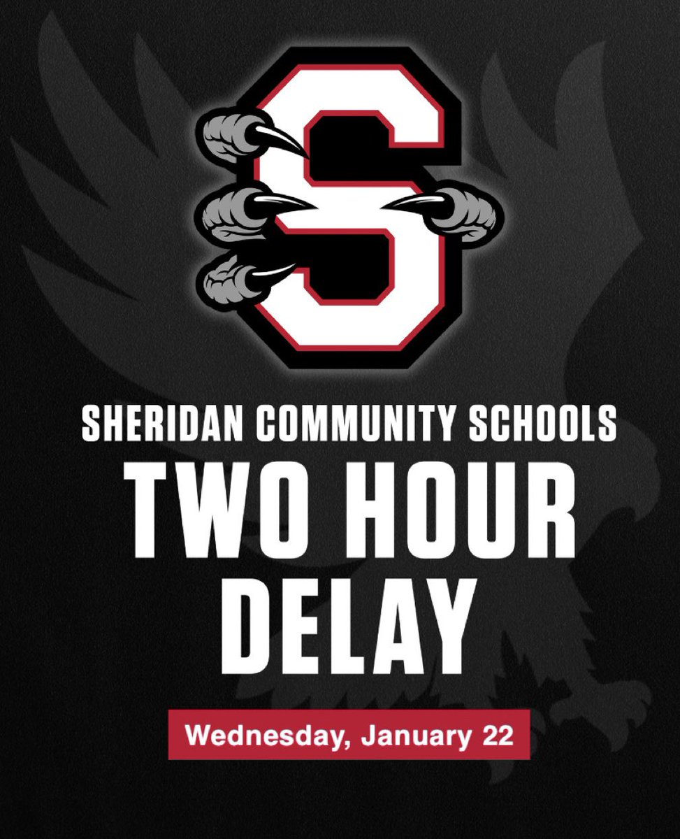 Sheridan Community Schools will be operating on a two hour delay Wednesday, January 22.