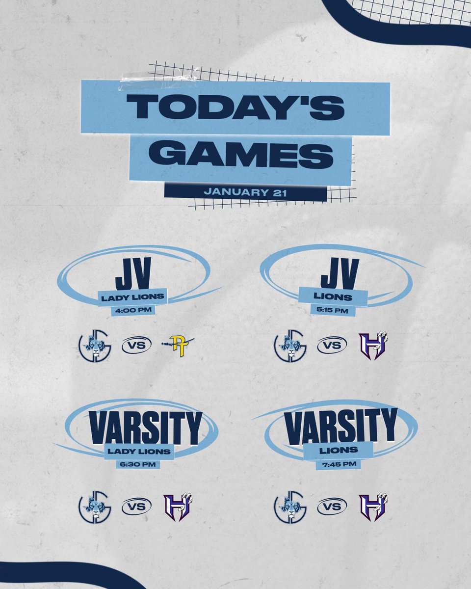 🏀GAMEDAY🏀
🆚 Hawkins | JV Lady Lions will play Pine Tree 9th
⏰ 4:00 PM | JVG/JVB/VG/VB
📍 Union Grove, TX
#PTP | #GroveHoops