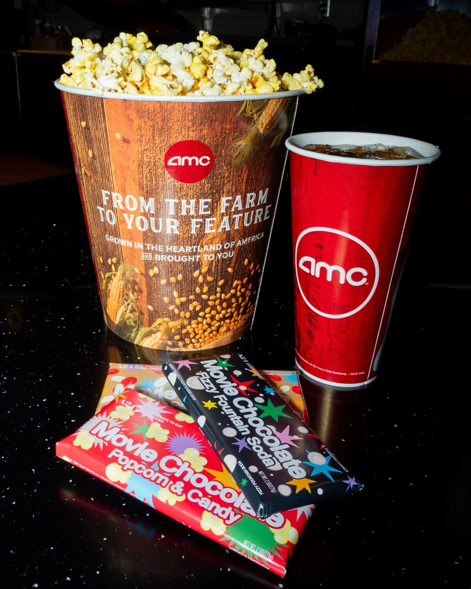 A24's tweet image. Let’s all go to the lobby. A24 Movie Chocolate is now available at select @AMCTheatres nationwide!

Flavors include:
🥤Fizzy Fountain Soda ~ creamy root beer &amp;amp; effervescent popping candy
🍿 Popcorn &amp;amp; Candy ~ fluffy popcorn &amp;amp; candy-coated chocolate pieces
🥜 Salty Peanut Crunch ~…