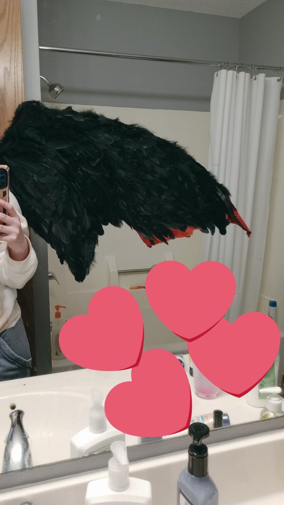 The_Smol_Banana's tweet photo. Making wings for an upcoming con :3
#cosplay #wings #convention #cosplaytest https://t.co/82QwU2cGt8