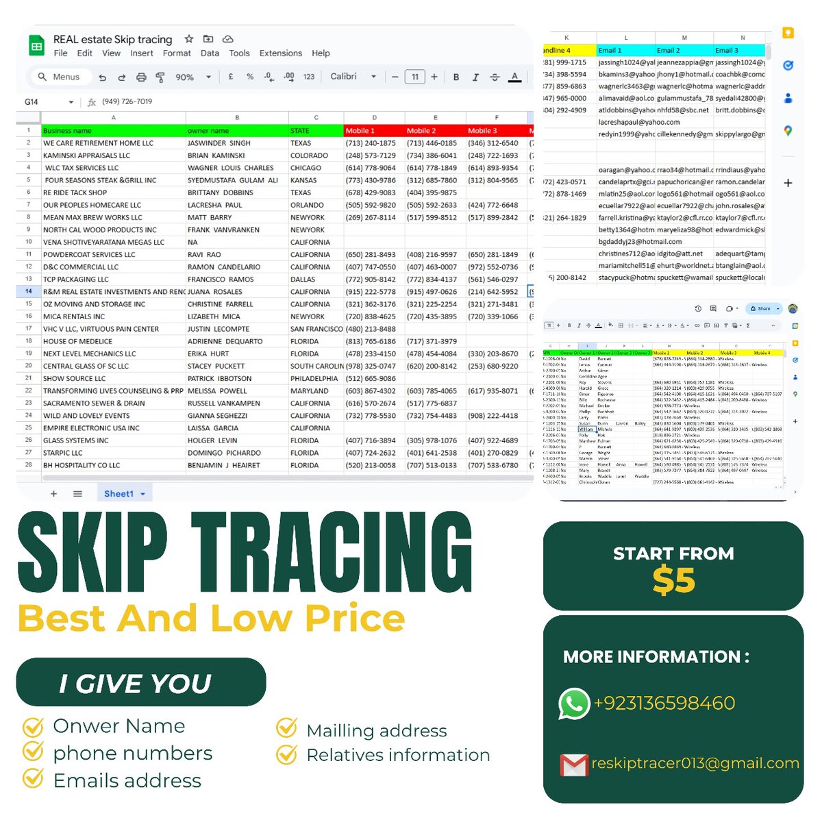 We offer Real Estate Skip Tracing, Lead Generation, and Solar Leads services to Real Estate Agents and Solar Companies.

We can provide you with:
Solar Leads, Cash Buyers, Motivated Sellers, Vacant Properties, Absentee Owners, &amp; Much More Leads with Skip Tracing.

#skiptracing