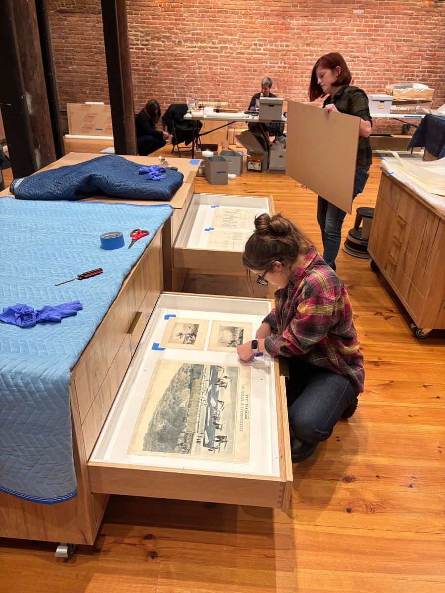 SeaportMuseum's tweet image. The upcoming exhibition #MaritimeCity has been designed to allow visitors to get closer to #History with interactive features. One, are four #FlatFile cabinets that hold artifacts and works on paper to learn about historical arts and crafts techniques. seaportmuseum.org/maritime-city