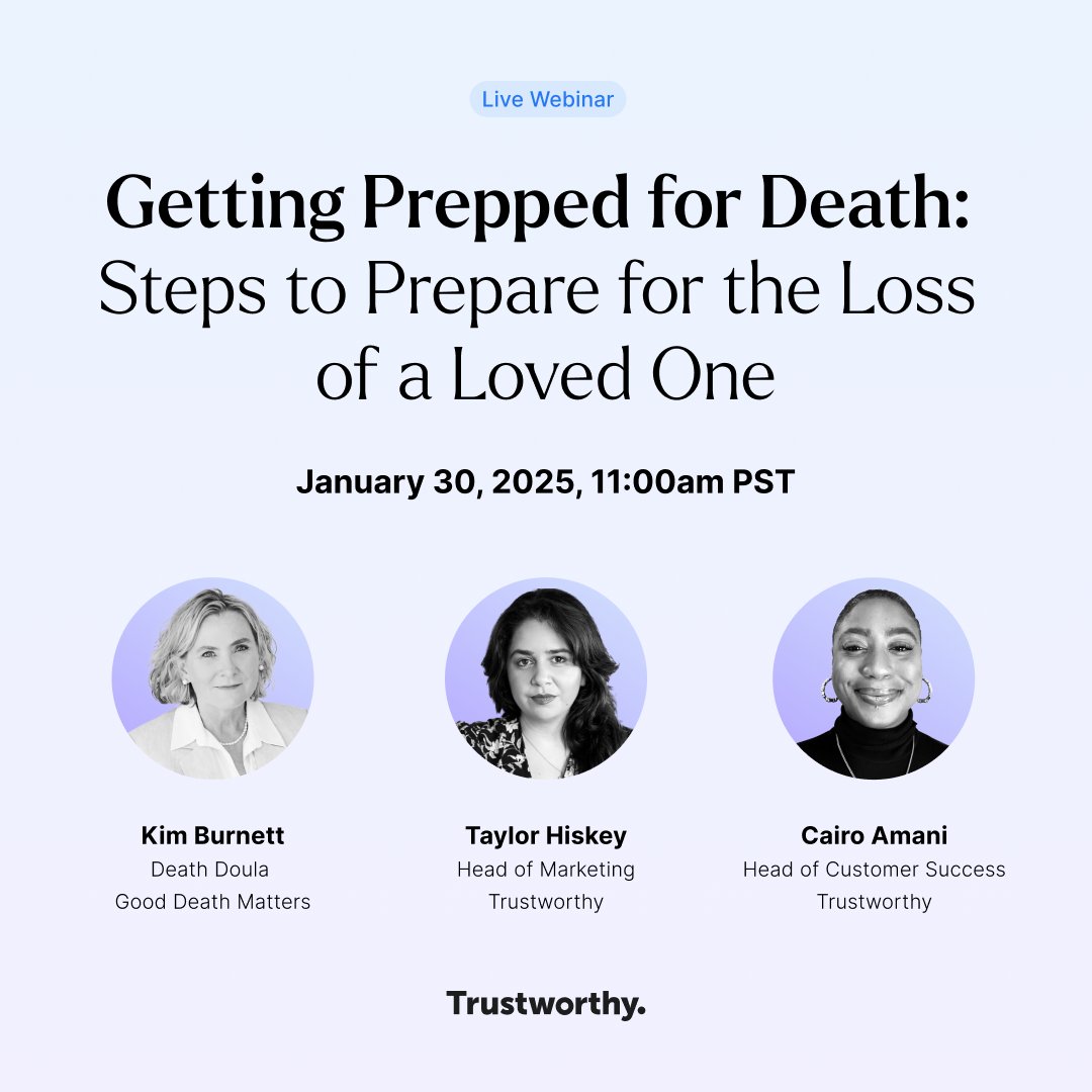 Join Us for a Live Webinar! 👇
"Getting Prepped for Death: Steps to Prepare for the Loss of a Loved One"

📅 Date: January 30, 2025
⏰ Time: 11:00 AM PST | 2:00 PM EST

Planning for end-of-life transitions can be overwhelming, but you don’t have to face it alone. 

Join us as we