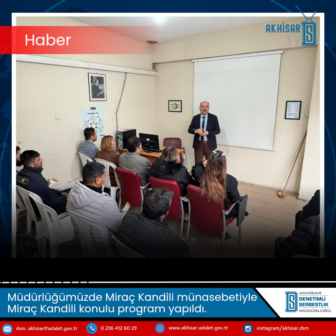 akhisardsm's tweet photo. Miraç kandili münasebetiyle müdürlüğümüz bünyesindeki hükümlülere manevi rehberlik büromuzda görevli Vaiz Abdullah Gölükçü hocamız tarafından seminer verilmiştir. https://t.co/pwXy15x7wP