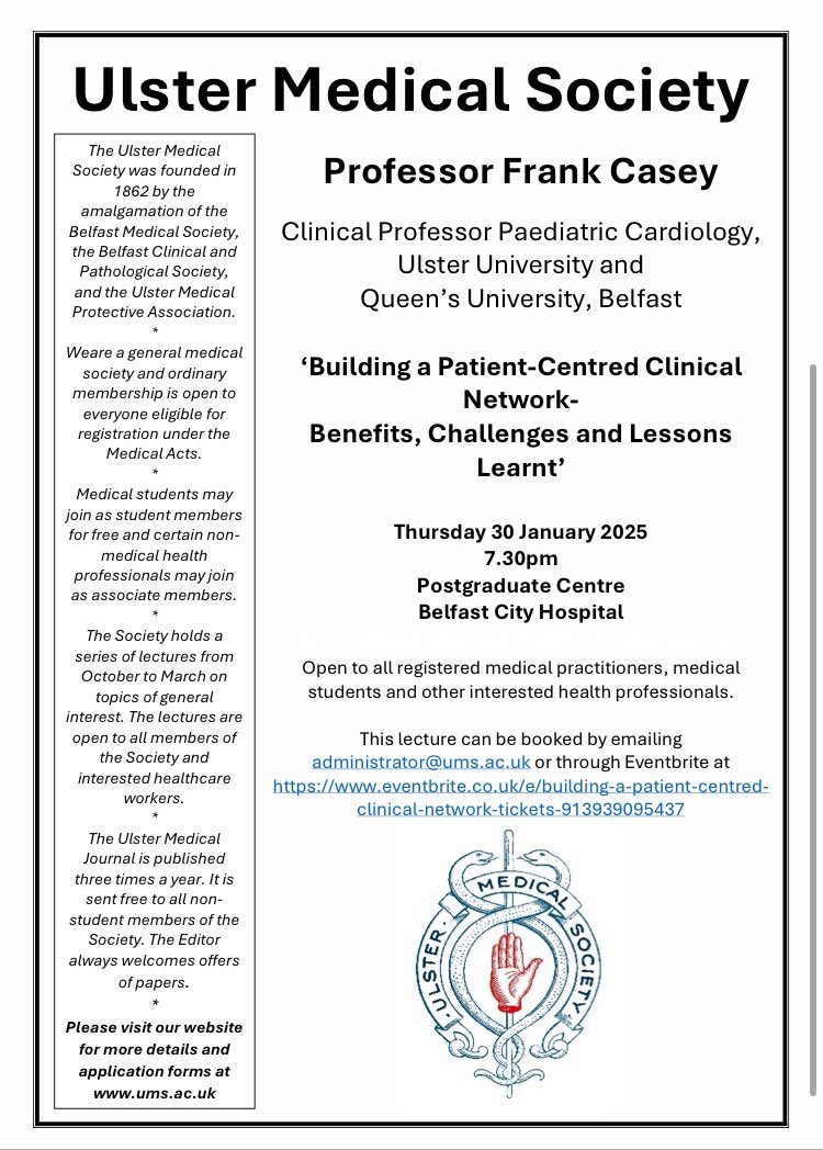 Welcoming Professor Frank Casey Thursday the 30th January at 7.30pm to our next evening lecture.
 
Free tickets via eventbrite.co.uk/e/building-a-p…