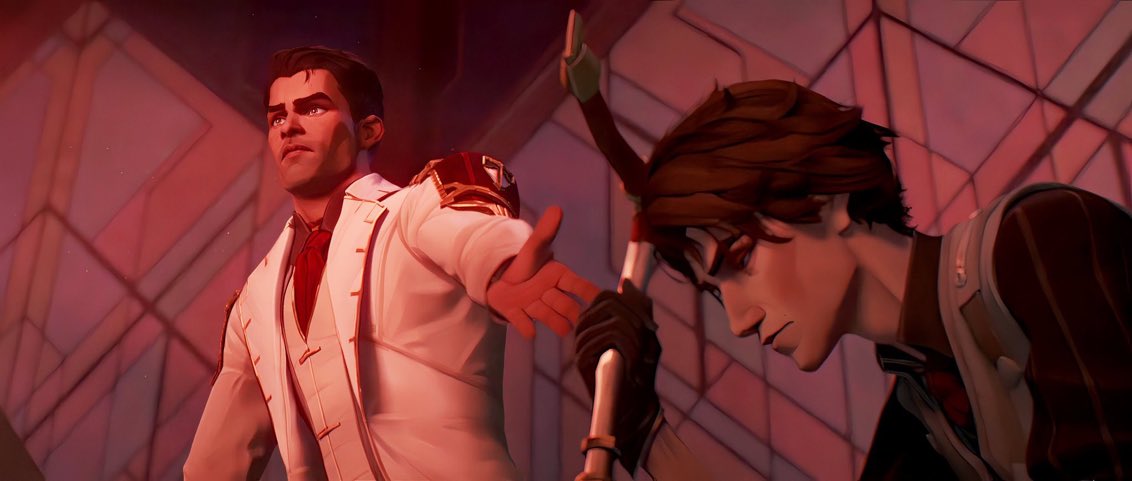 Caitlyn: Jayce! You were late to the council meeting! What were you doing?

Jayce: