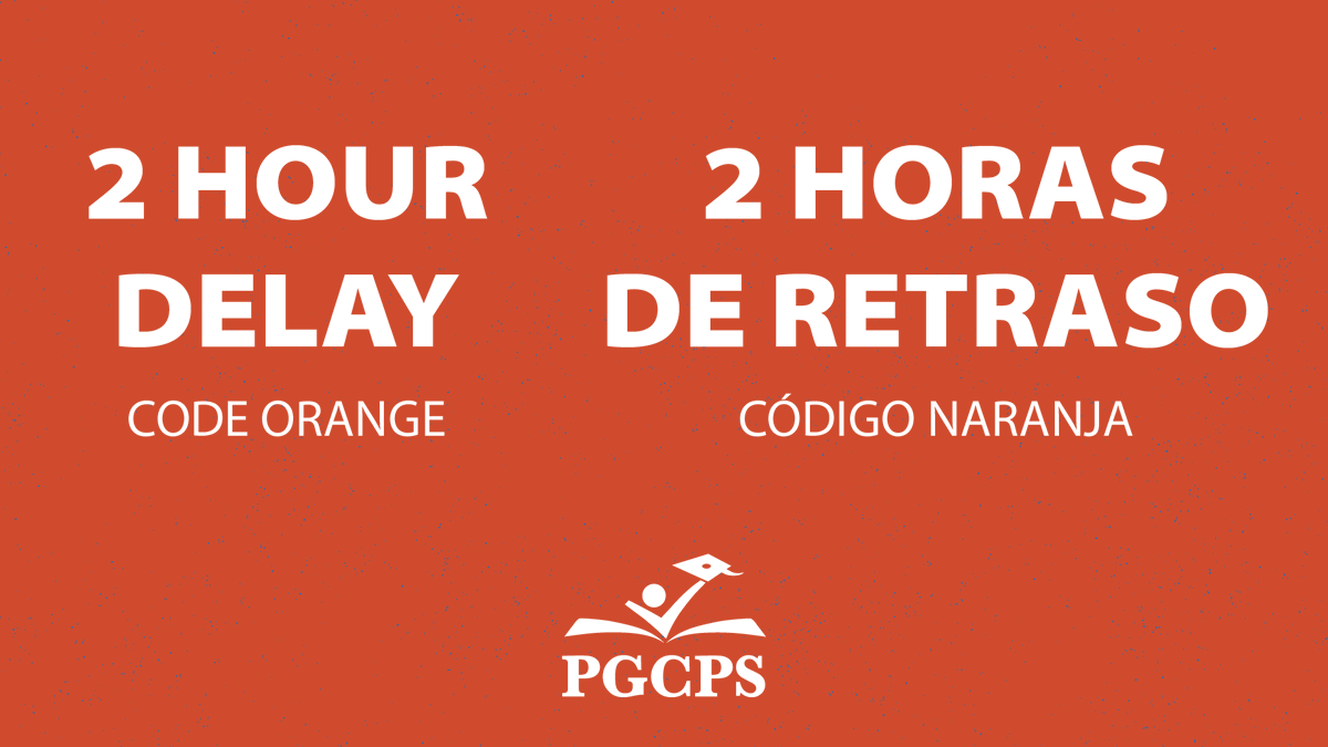 WEATHER ALERT FOR WEDNESDAY, JANUARY 22: Schools and offices will open on a two-hour delay due to low temperatures. Code Orange. More info at pgcps.org