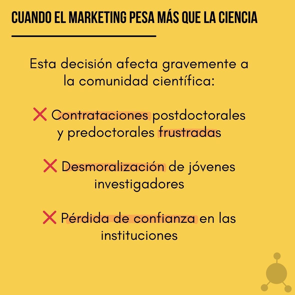 FJIprecarios's tweet image. Esta decisión afecta gravemente a la comunidad científica:
❌ Contrataciones postdoctorales y predoctorales frustradas
❌ Desmoralización de jóvenes investigadores
❌ Pérdida de confianza en las instituciones