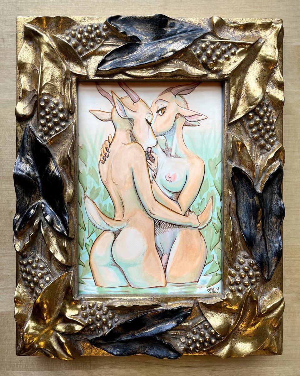Glopossum's tweet photo. [NSFW] - "Sultana"
Ink, alcohol marker, thrifted frame

The first of my five pieces done for the FC art show, all of which were purchased and have gone to loving homes! Big thanks to everyone who bid on &amp; supported my work ♥️♥️ https://t.co/MpqcmTsbzD