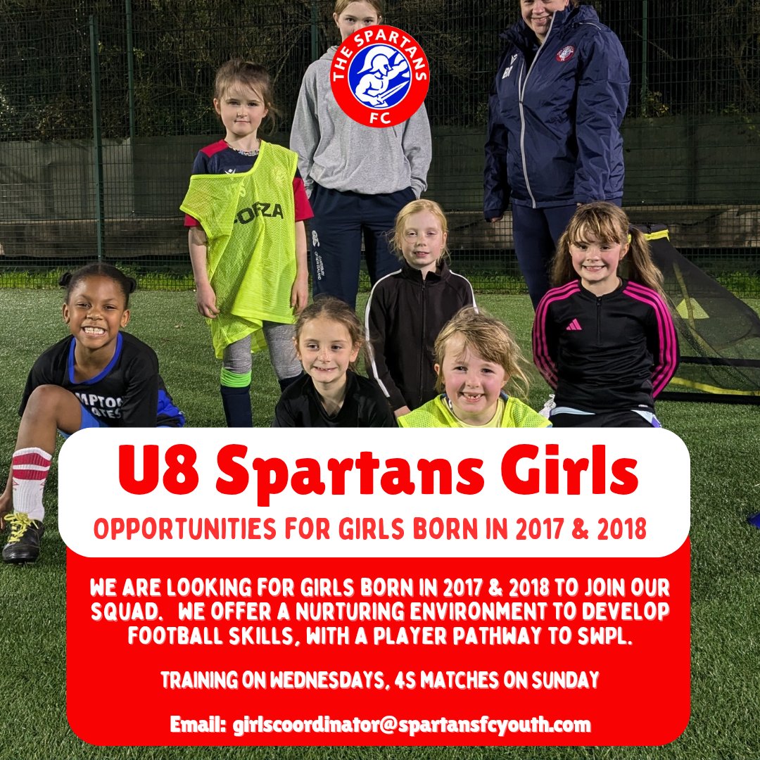 Great opportunities to join us <a href="/SpartansGirls/">Spartans Girls Academy</a>, get in touch. ⚽🔴⚪