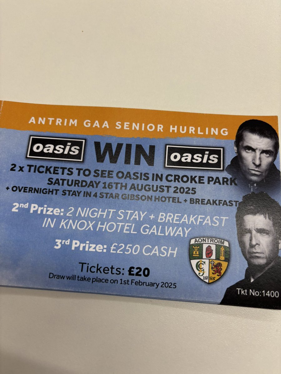 Fundraiser for Antrim Senior Hurlers, some great prizes on offer.

£20 a ticket, let me know if you’d like to enter 👍

Draw takes place on 1st of Feb