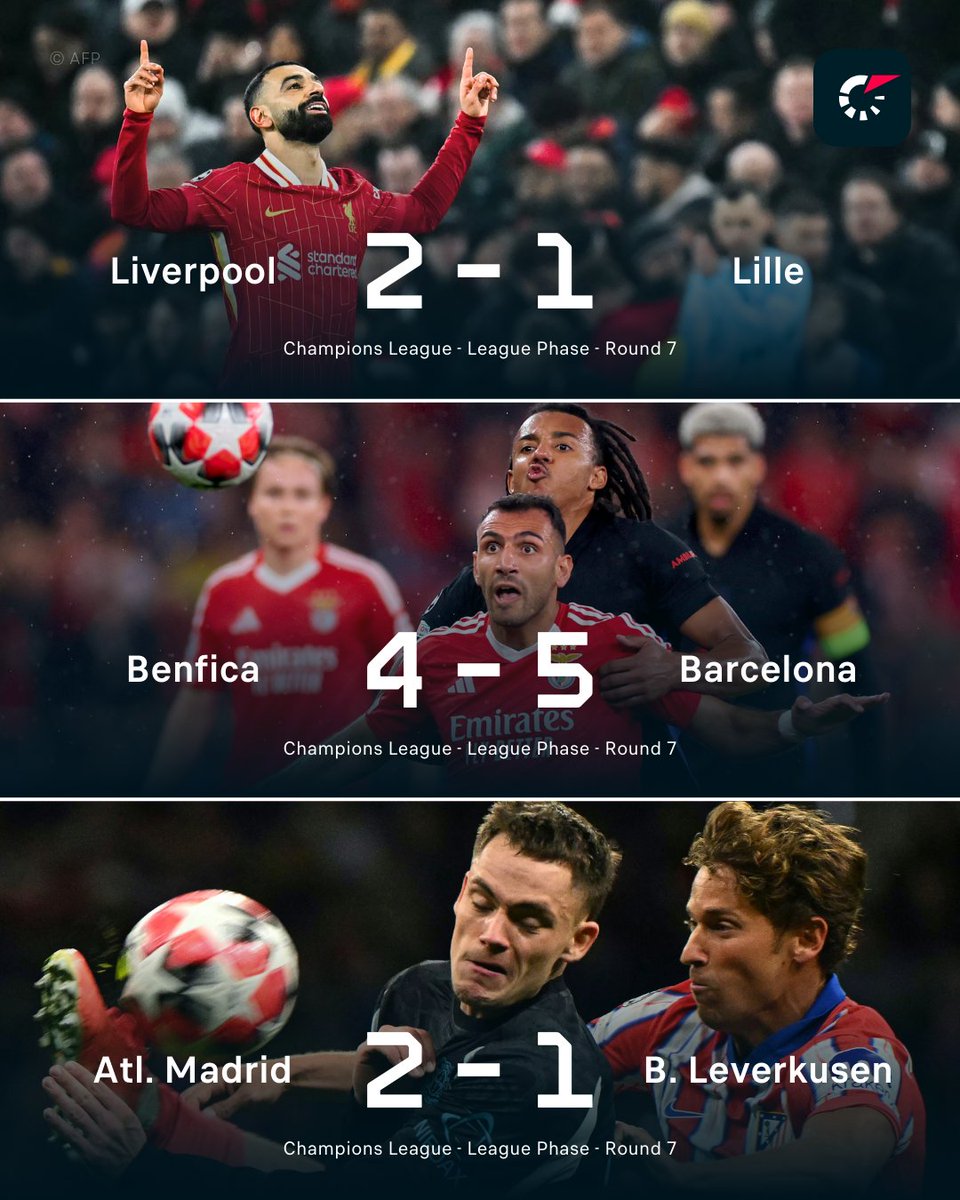 FlashscoreES's tweet photo. Noche de goles ๐๐ฅฐ
#UCL #ChampionsLeagu #LIVLOSC #LIVLIL #BENBAR #BENFCB #ATLB04 #ATLBAR https://t.co/10ZskLBVp5