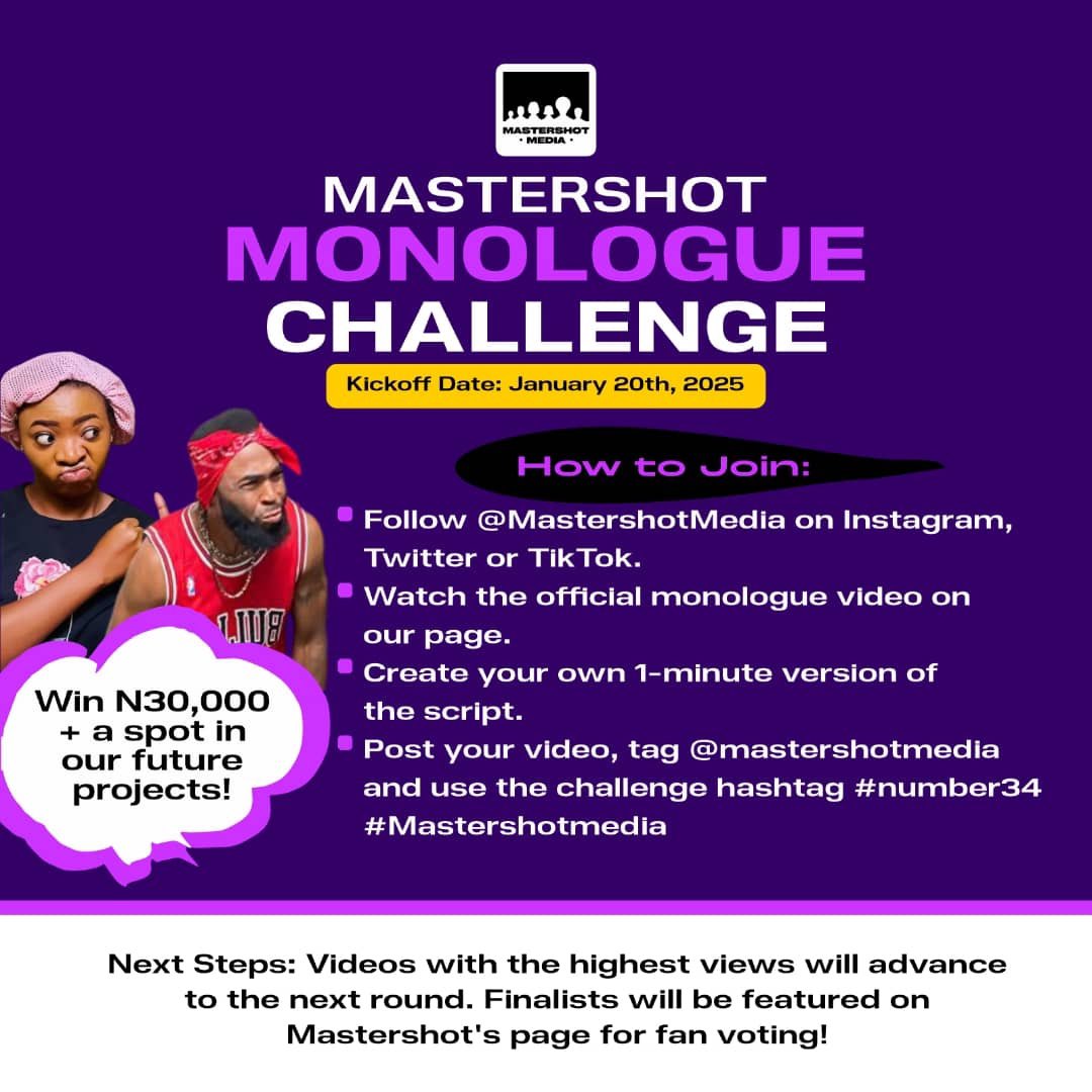 MediaMastershot's tweet photo. Who is up for a challenge?🎊
Think you’ve got what it takes? 
Re-enact the #Number34 monologue and tag us to win!”

Follow us on Instagram &amp; Twitter, subscribe to YouTube, and use hashtags #Number34 &amp; #MonologueChallenge.

#monologuechallenge #number34 #youtubeseries https://t.co/tQ2mcSYZ8W