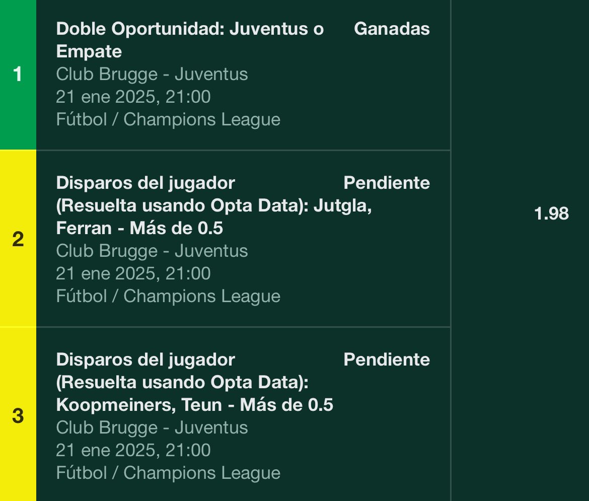 14Xabismo's tweet photo. 🏆TENEMOS PLENO 🏆

Cuota 1.75✅
Cuota 1.98✅
Cuota 2.10✅
Pick en directo Cuota 2.37✅

Un día más en la oficina, seguimos sumando con este pleno por 2º día consecutivo, mañana a por más 🤝🏻 https://t.co/yK3jhQN93d